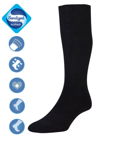 Cotton Diabetes Socks - Black